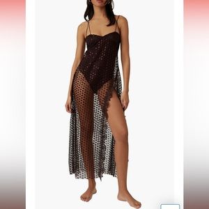 Free People Smoke and Mirrors Rhinestone Overlay Bodysuit